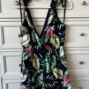 Tropical Leaf Print Romper